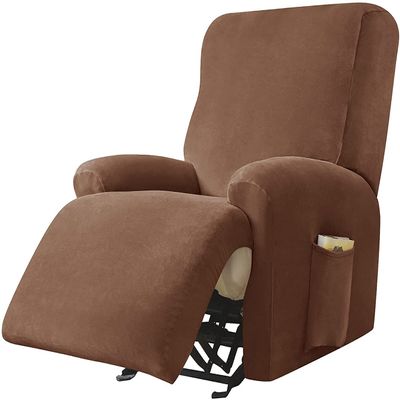 4 pieces Recliner Stretch Sofa Slipcover Recliner Chair Cover Relaxation Armchair Cover with Pockets Soft Polyester Spandex Recliner Cover Slipcover for Living Room Furniture Cover ( Color : #44 )