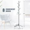 Haddockway Wooden Coat Rack Stand with 8 Hooks New Zealand Pine 3 Adjustable Coat Standing Tree Easy Assembly for Coats, Hats, Scarves and Handbags for Entryway, Hallway, Bedroom, Office view 2