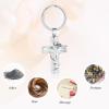 Minicremation Cremation Urn Keychain for Ashes Rose Flower Cross Funeral Keepsake Urn Keychain for Human/Pet Ashes Memorial Gift(Silver) view 4