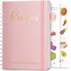 JUBTIC Recipe Book to Write in Your Own Recipes,Sprial Hardcover Personal Blank Recipe Book, Make Your Own Family Cookbook with Gold Foil Stickers, Recipe Journal Hold 120 Recipes - Pink view 1