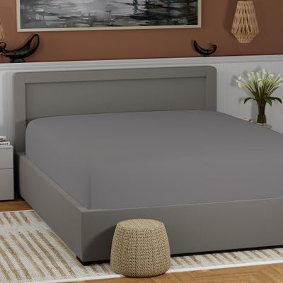 100% Cotton Charcoal Gray Queen Size Fitted Sheet - Lightweight & Breathable, Easy Fit 17 Deep Pocket Queen Sheet, Cooling (60 W x 80 L)