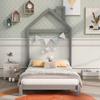 Bellemave Twin Bed Frame with House Shape Headboard,Wood Twin Size Platform Bed for Girls Boys Kids,No Spring Need. Grey view 3