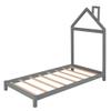 Bellemave Twin Bed Frame with House Shape Headboard,Wood Twin Size Platform Bed for Girls Boys Kids,No Spring Need. Grey view 4