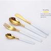 32-Piece Silverware Set, 304 Stainless Steel Flatware Set, White&Gold Color Flatware Set, Silverware Cutlery Set Service For 8, Mirror polished Dishwasher Safe (32pcs) view 2