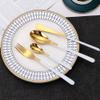 32-Piece Silverware Set, 304 Stainless Steel Flatware Set, White&Gold Color Flatware Set, Silverware Cutlery Set Service For 8, Mirror polished Dishwasher Safe (32pcs) view 3
