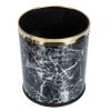 Cabilock Car Decor Marble Pattern Garbage Can Simple Bathroom Trash Bin Lidless Garbage Can Ashtray Open Household Container Wastebasket for Home Office Rooms Black Office Decor view 1