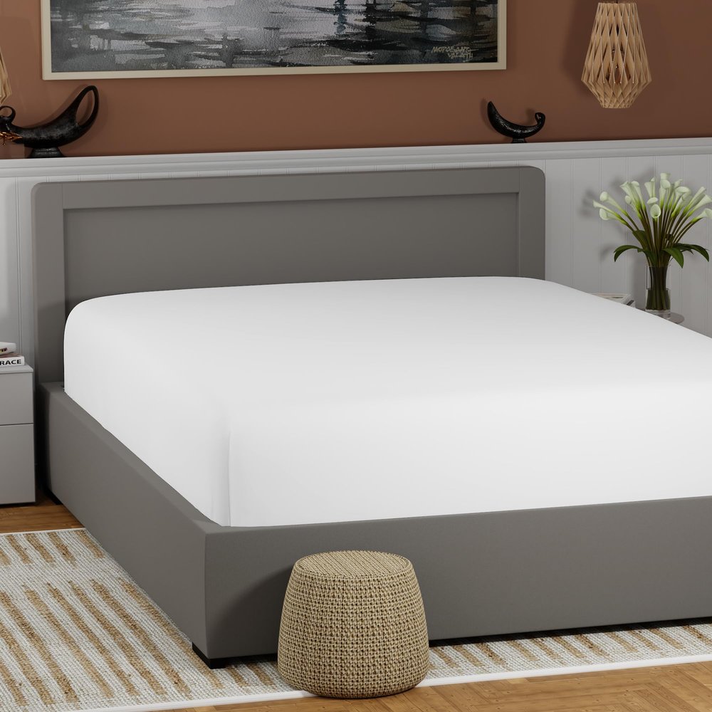 100% Cotton Arctic White Queen Size Fitted Sheet - Lightweight & Breathable, Easy Fit 17 Deep Pocket, Cooling Sheet (60 W x 80 L)