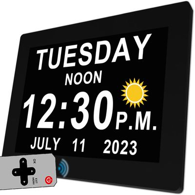 27 Alarms Digital Talking Clock with Loud Voice Time Date, Auto DST, 20 Custom Reminders, 10-Level Dimmer, Sleep Trainer, Speaking Day Date Calendar Clock for Seniors Dementia Alzheimers- with Remote