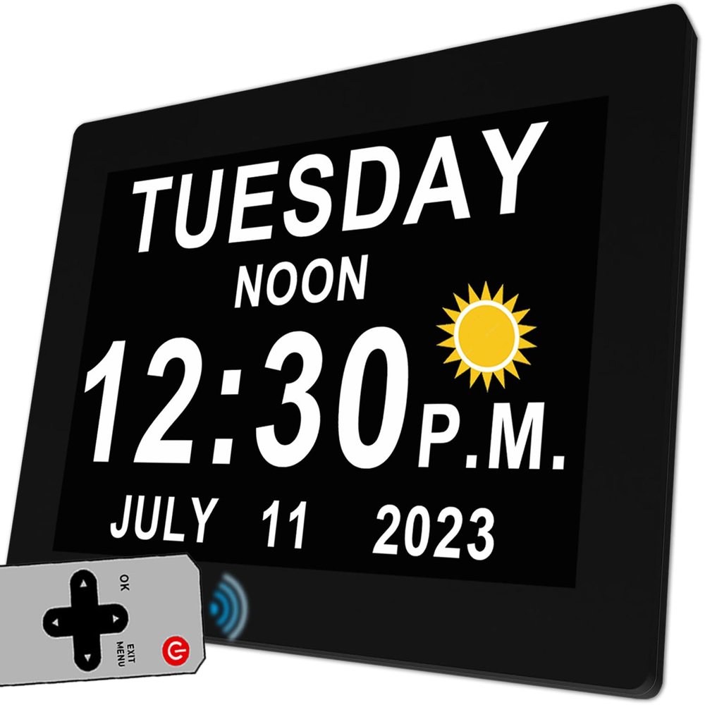 27 Alarms Digital Talking Clock with Loud Voice Time Date, Auto DST, 20 Custom Reminders, 10-Level Dimmer, Sleep Trainer, Speaking Day Date Calendar Clock for Seniors Dementia Alzheimers- with Remote
