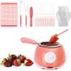 8.45oz Melting Fondue Set,MINI Electric Chocolate Melting Pot,Chocolate Fondue Fountain,Warmer Machine for Milk Chocolate,Cheese,Butter,Candy (Pink) view 1