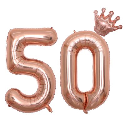 40 Inch Rose Gold Number 50 Balloons With Crown, 50th Birthday Balloon for Men and Women, 50th Birthday Decorations, Wedding Anniversar Celebration Decoration Balloons. (Rose Gold)