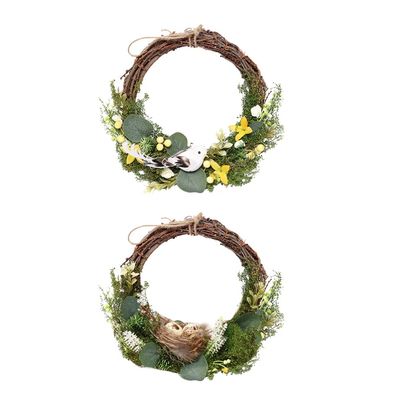 2pcs Artificial Garland Door Hanging Wreath Wedding Garland Decorative Simulated Flower Wreath Pendant Adornment Wedding Creative Home