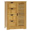 MUPATER Small Storage Cabinet Bamboo with 4 Drawers and 1 Cupboard, Freestanding Compact Floor Cabinet Bamboo for Entryway and Bathroom, Natural view 1