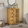 MUPATER Small Storage Cabinet Bamboo with 4 Drawers and 1 Cupboard, Freestanding Compact Floor Cabinet Bamboo for Entryway and Bathroom, Natural view 2