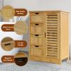 MUPATER Small Storage Cabinet Bamboo with 4 Drawers and 1 Cupboard, Freestanding Compact Floor Cabinet Bamboo for Entryway and Bathroom, Natural view 4