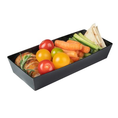 Restaurantware Matsuri Vision 7 x 2.8 x 1.4 Inch Sushi Trays 100 Greaseproof Sushi Packaging Boxes - Lids Sold Separately Disposable Black Paper Sushi Containers For Appetizers Or Desserts