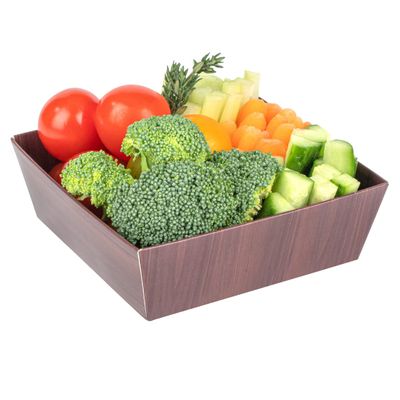 Restaurantware Matsuri Vision 3.7 x 1.4 Inch Sushi Trays 100 Greaseproof Sushi Packaging Boxes - Lids Sold Separately Disposable Wood Grain Paper Sushi Containers For Appetizers Or Desserts