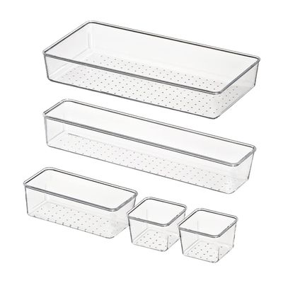 Zerodeko 5pcs Organizer Storage Cases for Desk Versatile Divider Trays for Cosmetics and Sundries for Home Office and Bathroom Storage