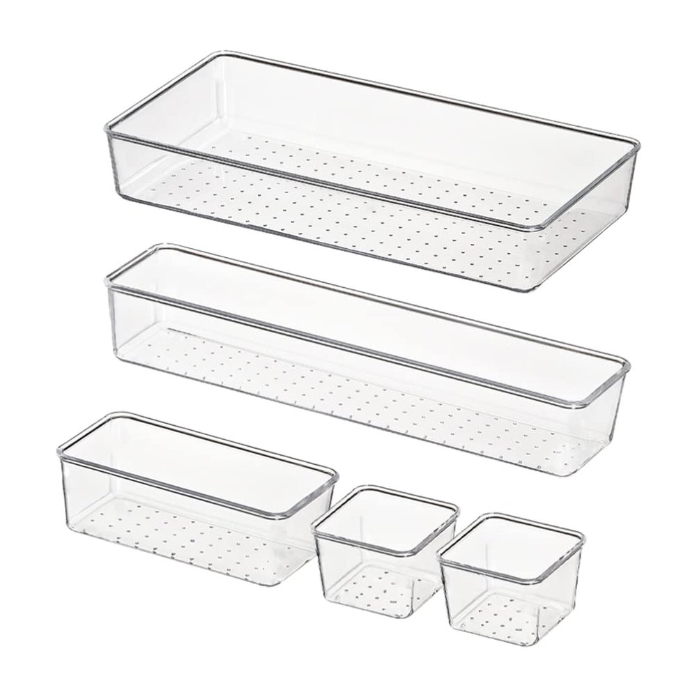 Zerodeko 5pcs Organizer Storage Cases for Desk Versatile Divider Trays for Cosmetics and Sundries for Home Office and Bathroom Storage