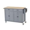 HomVent Modern Kitchen Island Cart On Wheels, Large Trolley Cart with Cabinet2 Drawers, Rolling Kitchen Island Utility Cart with Spice Rack, Towel RackSolid Wood Table Top for Dining Room (Blue) view 2