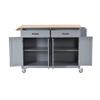 HomVent Modern Kitchen Island Cart On Wheels, Large Trolley Cart with Cabinet2 Drawers, Rolling Kitchen Island Utility Cart with Spice Rack, Towel RackSolid Wood Table Top for Dining Room (Blue) view 3
