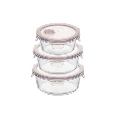XXZY Cereal Dispenser Canisters Set Storage Containers with Airtight Lids 3 Pcs Airtight Glass Prep Containers,Lunch Containers for Microwav Suitable for Cereals, Snacks and Sugar
