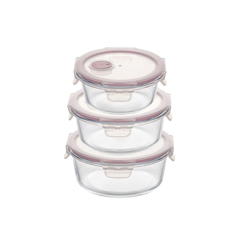 XXZY Cereal Dispenser Canisters Set Storage Containers with Airtight Lids 3 Pcs Airtight Glass Prep Containers,Lunch Containers for Microwav Suitable for Cereals, Snacks and Sugar