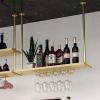Ceiling Shelf, Nordic Solid Wood Gold Iron Pipe Hanging Floating Shelves Kitchen Restaurant Bar Wine Glass Rack Ceiling Mount Storage Display Rack Decor for Living Room, 5 Sizes (Size : 140x25x50cm) view 2