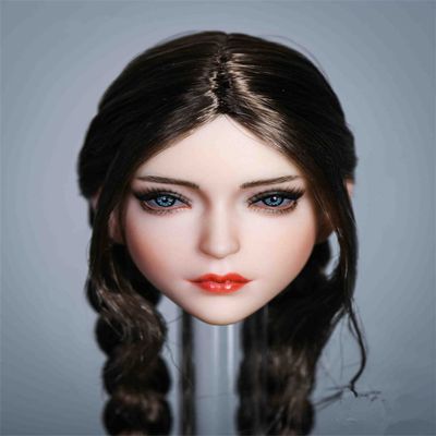 1/6 Scale Female Head Sculpt, Beauty Asia Girl Planted Hair Head Carved for 12inch Action Figure Body Doll (Two Braided Hair)