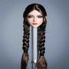 1/6 Scale Female Head Sculpt, Beauty Asia Girl Planted Hair Head Carved for 12inch Action Figure Body Doll (Two Braided Hair) view 2
