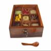 Multipurpose Storage Box for Kitchen with 1Spoon / Wooden Masala Dabba Spice Box with Glass Lid (SQUARE) view 2