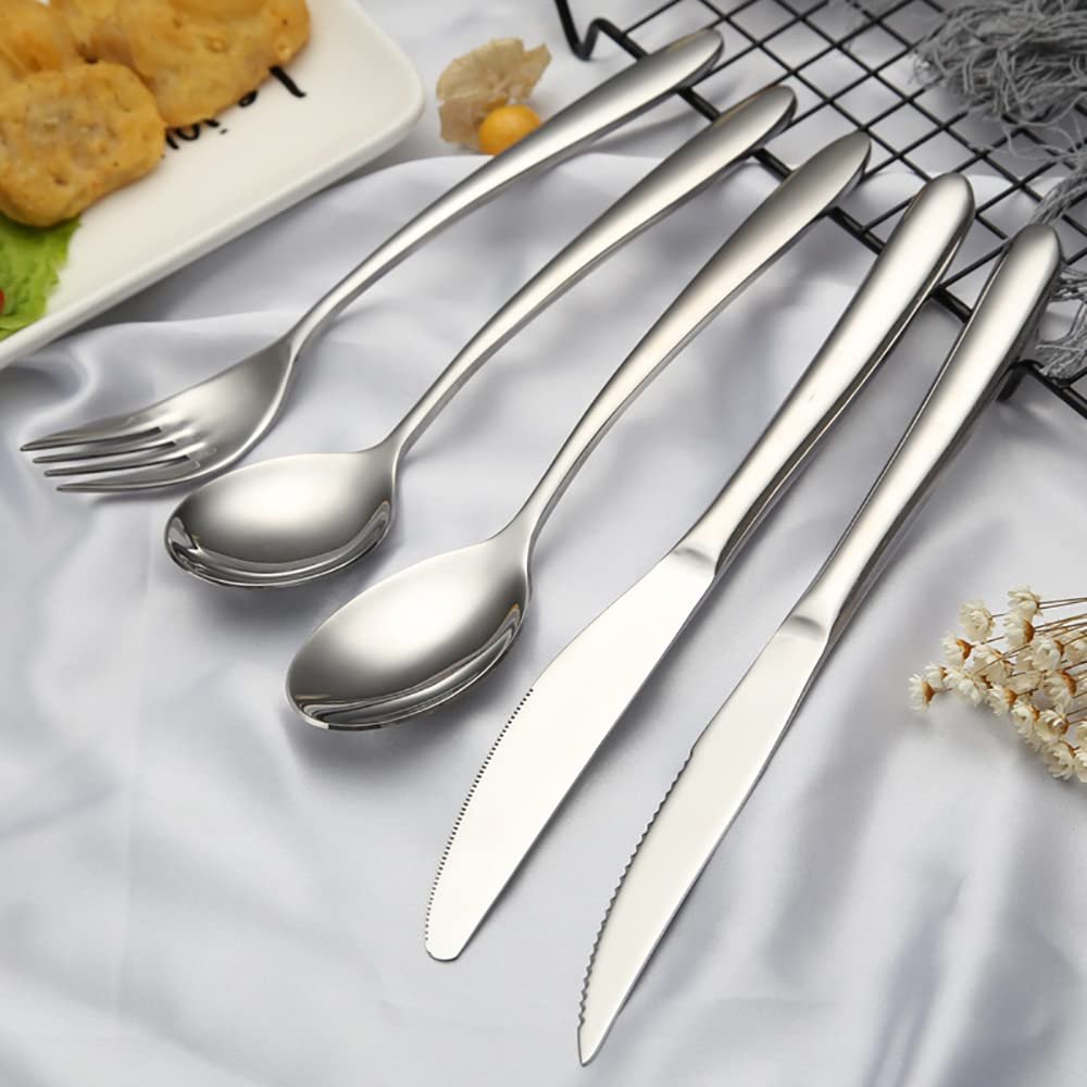 60-Pieces Black Silverware Set, Premium Stainless Steel Flatware Set for 12, Mirror Polished Tableware Cutlery Set for Home and Restaurant, Include Knife/Spoon and Fork, Dishwasher Safe (60pcs)