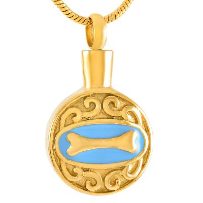 LiHiFG Dog Bone & Round Stainless Steel Memorial Urn Pendant Hold Ashes Keepsake Jewelry for Pet Cremation Necklace with Funnel