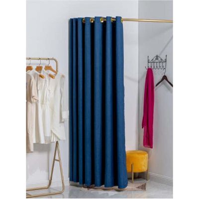 Etlegor Clothing Store Fitting Room, Portable Locker Room, with C-Shaped Ring Shelf Simple Dressing Room Office Privacy Screen Curtain Kits for Corner Not take up Space (Color : Blue, Size : 120cm)