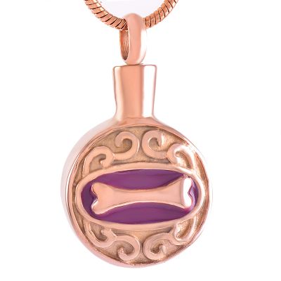 LiHiFG Dog Bone & Round Stainless Steel Memorial Urn Pendant Hold Ashes Keepsake Jewelry for Pet Cremation Necklace with Funnel