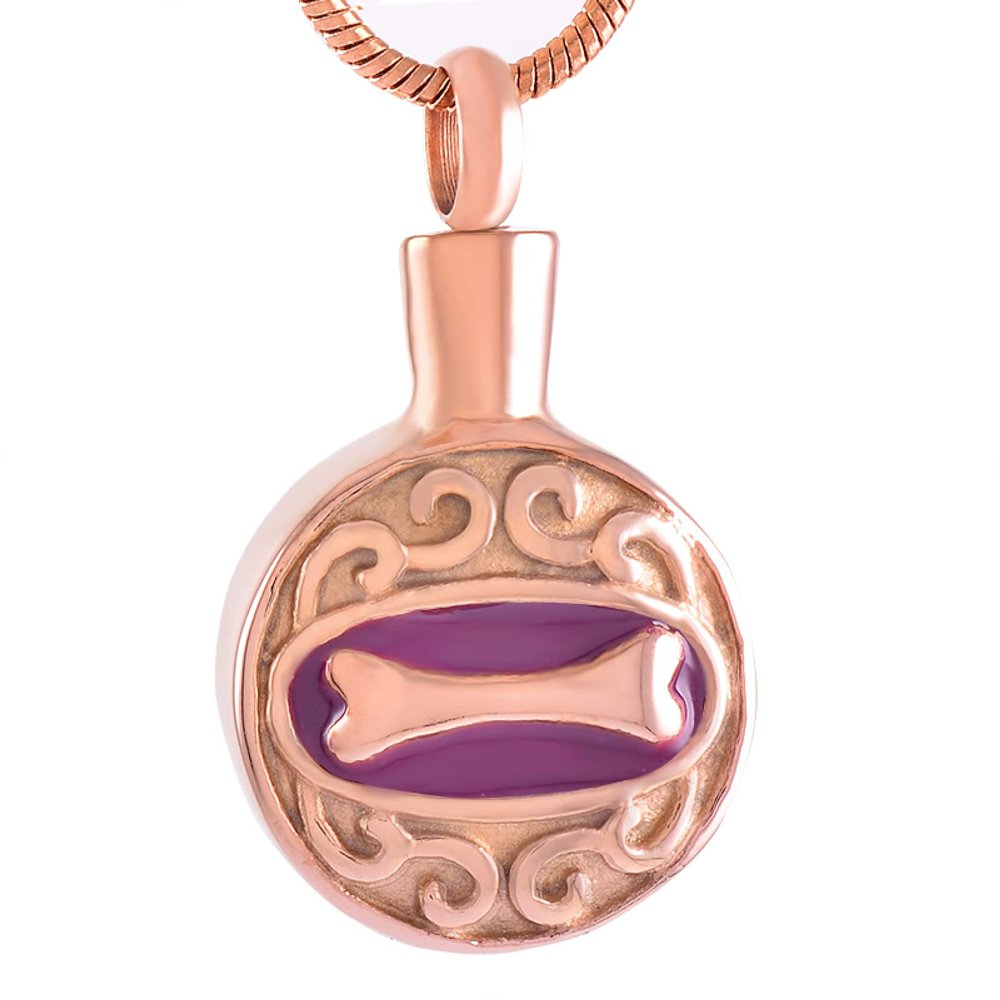 LiHiFG Dog Bone & Round Stainless Steel Memorial Urn Pendant Hold Ashes Keepsake Jewelry for Pet Cremation Necklace with Funnel