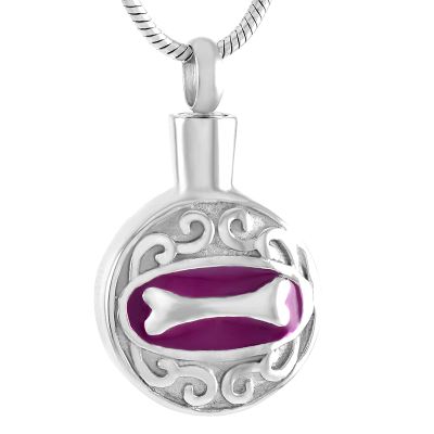 LiHiFG Dog Bone & Round Stainless Steel Memorial Urn Pendant Hold Ashes Keepsake Jewelry for Pet Cremation Necklace with Funnel