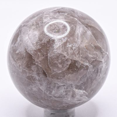 49mm 175g Sparkling Smoky Quartz Sphere Polished Translucent Natural Gemstone Crystal Mineral Specimen Ball - India + Stand