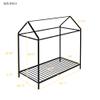 Twin Floor Bed Frame for Kids Toddlers, Metal House Platform Bed with Roof, Weight Capacity No Limit for Boys Girls, No Box Spring Needed Black (Black-Metal-1) view 2