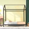 Twin Floor Bed Frame for Kids Toddlers, Metal House Platform Bed with Roof, Weight Capacity No Limit for Boys Girls, No Box Spring Needed Black (Black-Metal-1) view 4