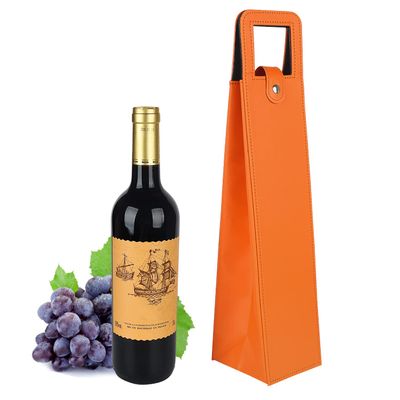 Leather Wine Gift Bag 16.1"x 3.5"x 3.5",Reusable Metal Clasp Gift Wine Bag