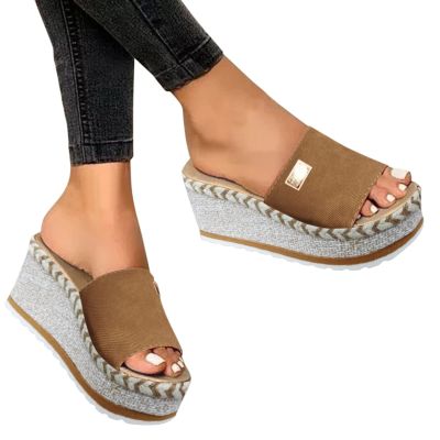 ZBYY Women's Platform Sandals Espadrilles Slip on Slides Sandal Peep Toe Summer Beach Outdoor Platform Mules Flat Sandals