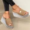 ZBYY Women's Platform Sandals Espadrilles Slip on Slides Sandal Peep Toe Summer Beach Outdoor Platform Mules Flat Sandals view 3
