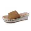ZBYY Women's Platform Sandals Espadrilles Slip on Slides Sandal Peep Toe Summer Beach Outdoor Platform Mules Flat Sandals view 4