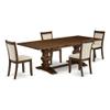 East West Furniture LAMZ5-N8-32 5 Piece Dining Table Set Includes a Rectangle Kitchen Table with Removable Leaf and 4 Light Beige Linen Fabric Upholstered Chairs, 42x92 Inch, Walnut view 1