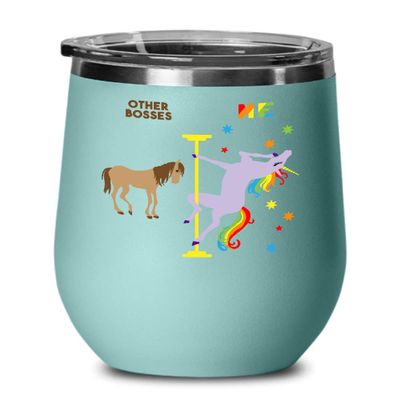 Gift For Boss Rainbow Unicorn Insulated Wine Tumbler 12oz Travel Cup