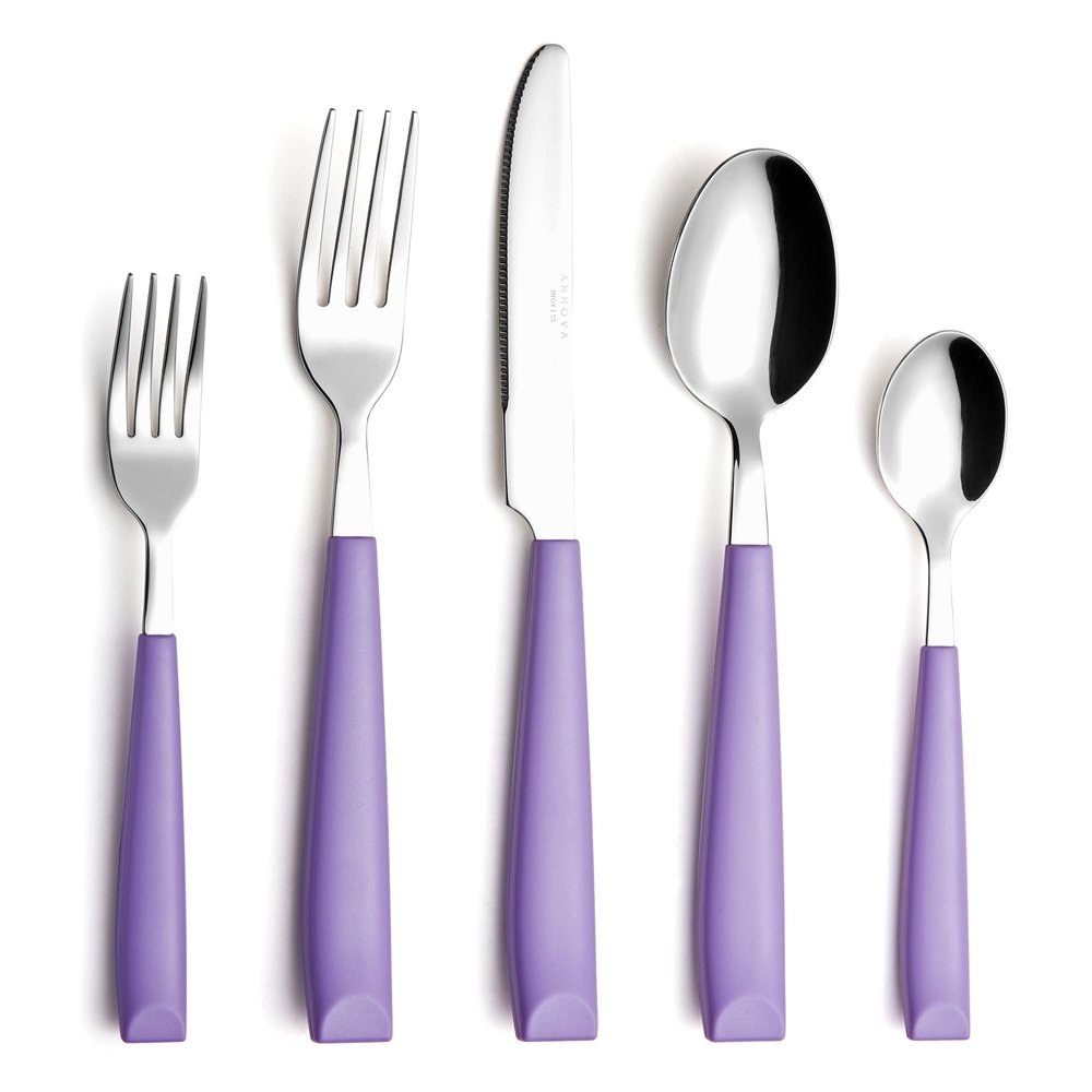 ANNOVA Silverware Set 20 Pieces Stainless Steel Cutlery Color Handle Flatware - 4 x Dinner Knife; 4 x Dinner Fork; 4 x Salad Fork; 4 x Dinner Spoon; 4 x Dessert Spoon (Lilac)