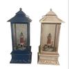 Lighted Musical Lighthouse Water Lantern Snow Globe Natural Finish or Blue Finish view 1