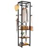 IBUYKE Coat Rack with Shelves, Freestanding Hall Tree with 3 Shelves and 8 Hooks, Industrial Clothes Stand for Entryway, Hallway, Bedroom, Rustic Brown UTMJ088H view 1