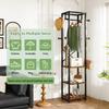 IBUYKE Coat Rack with Shelves, Freestanding Hall Tree with 3 Shelves and 8 Hooks, Industrial Clothes Stand for Entryway, Hallway, Bedroom, Rustic Brown UTMJ088H view 2